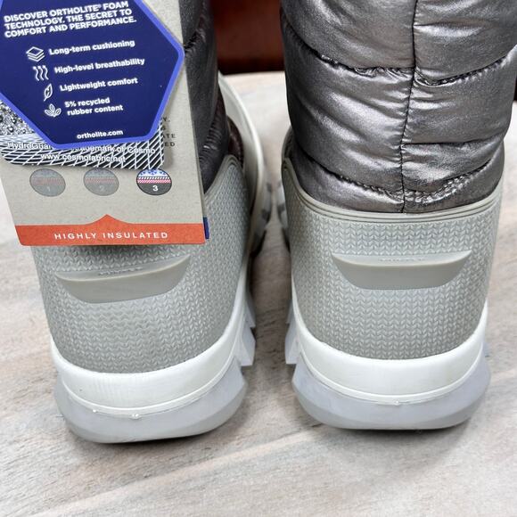 Hunter Women Metallic Snow Boot Size 10 Tall Winter Boots Silver Hail Grey New - Picture 9 of 16